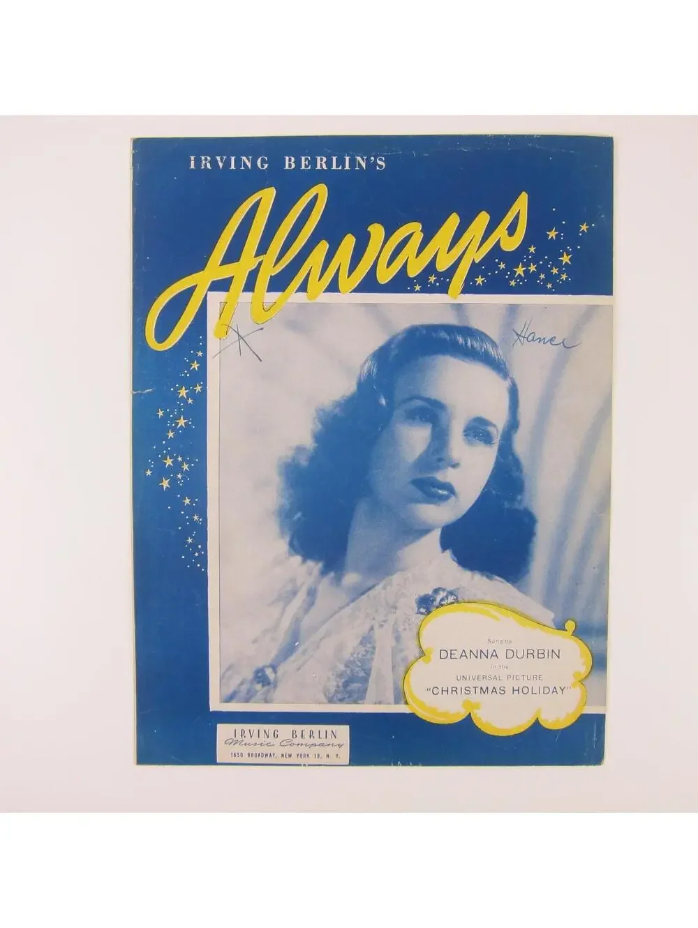 Sheet Music Always Christmas Holiday Deanna Durbin Irving Berlin Vintage 1925